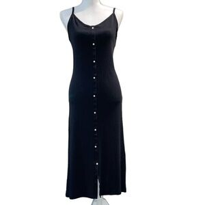 Aerie Body-con Ribbed Black Dress MIDI